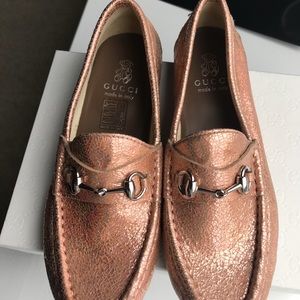 Gucci/kids metallic leather loafers Palladio